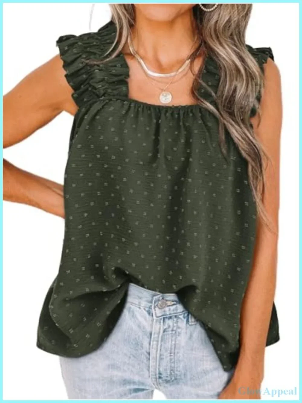 Boho Floral Ruffle Sleeveless Tank Top Women Pleated Square Neck Summer Blouse